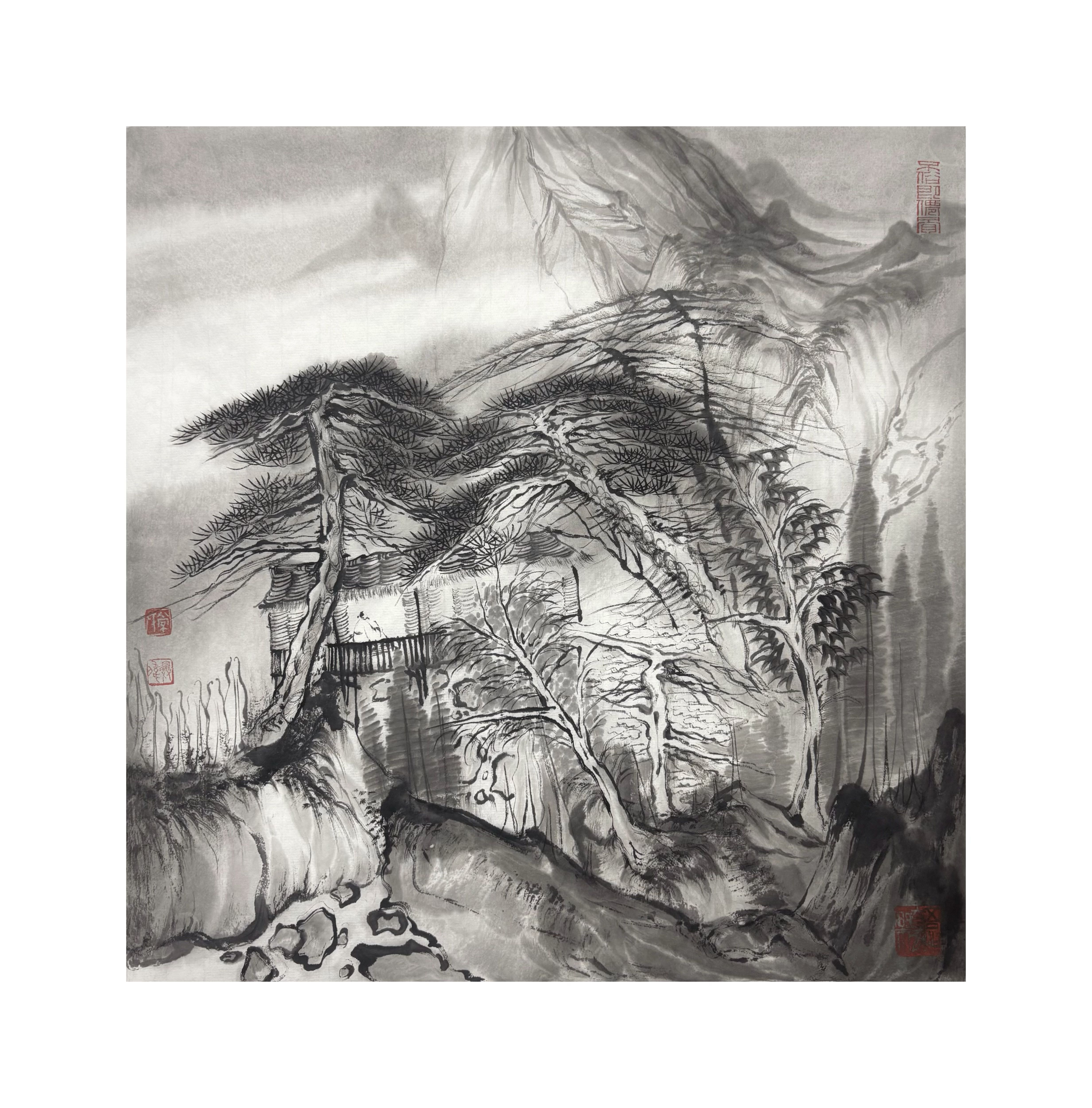 《《溪居（看山））》》，常澳伟作品