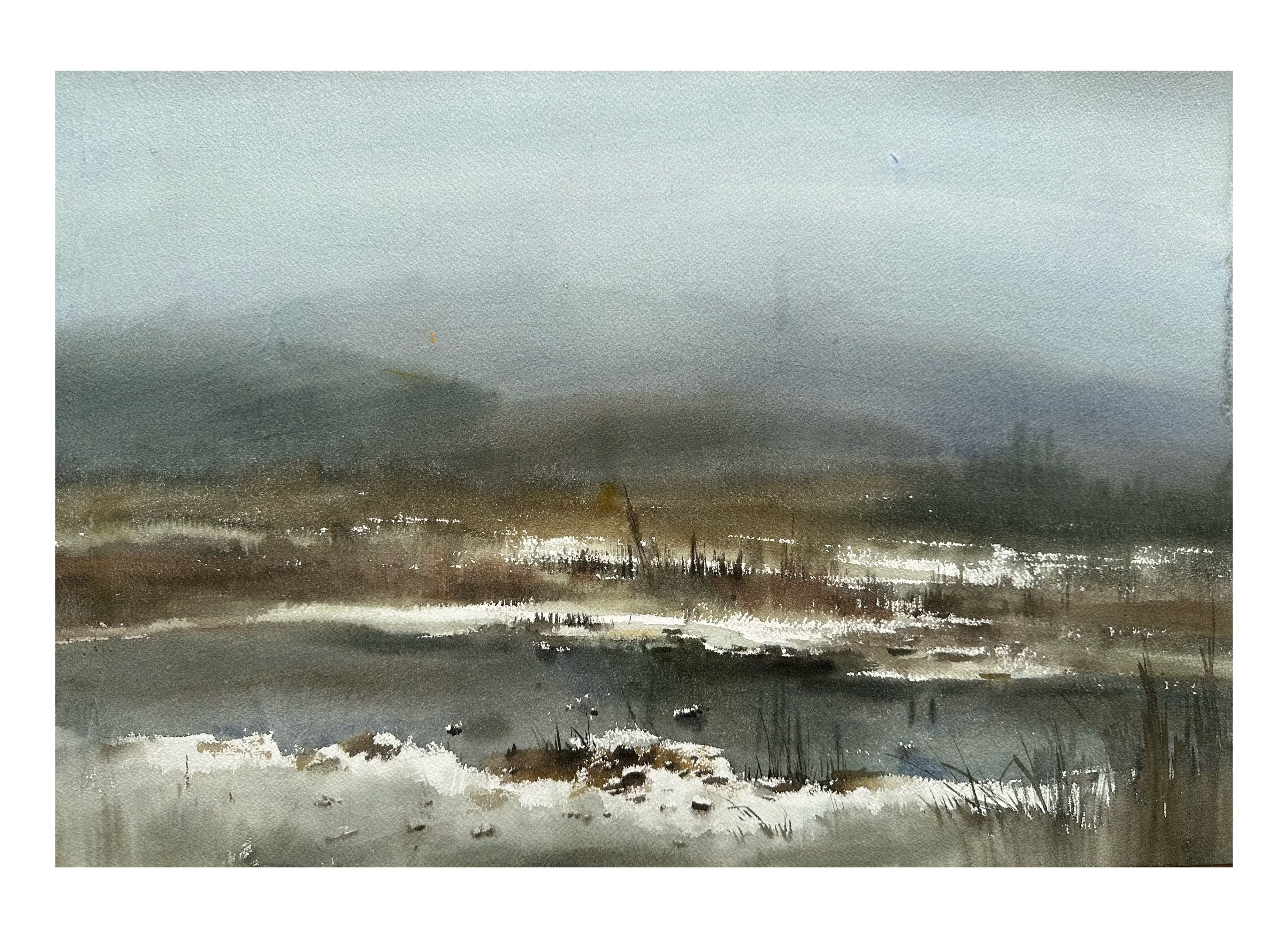 《《 初雪河畔》》，李红作品