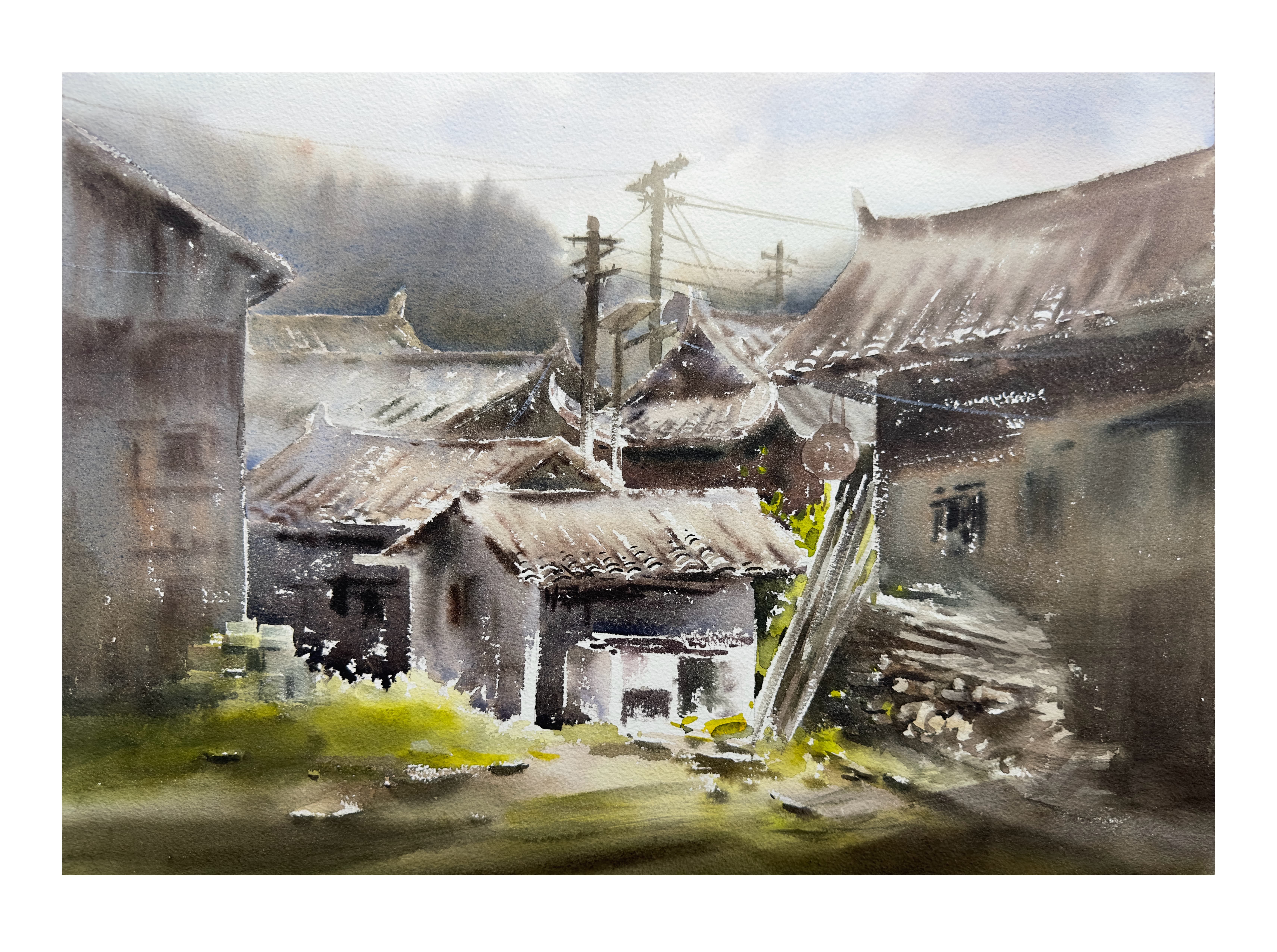 《《 古村旧港》》，李红作品