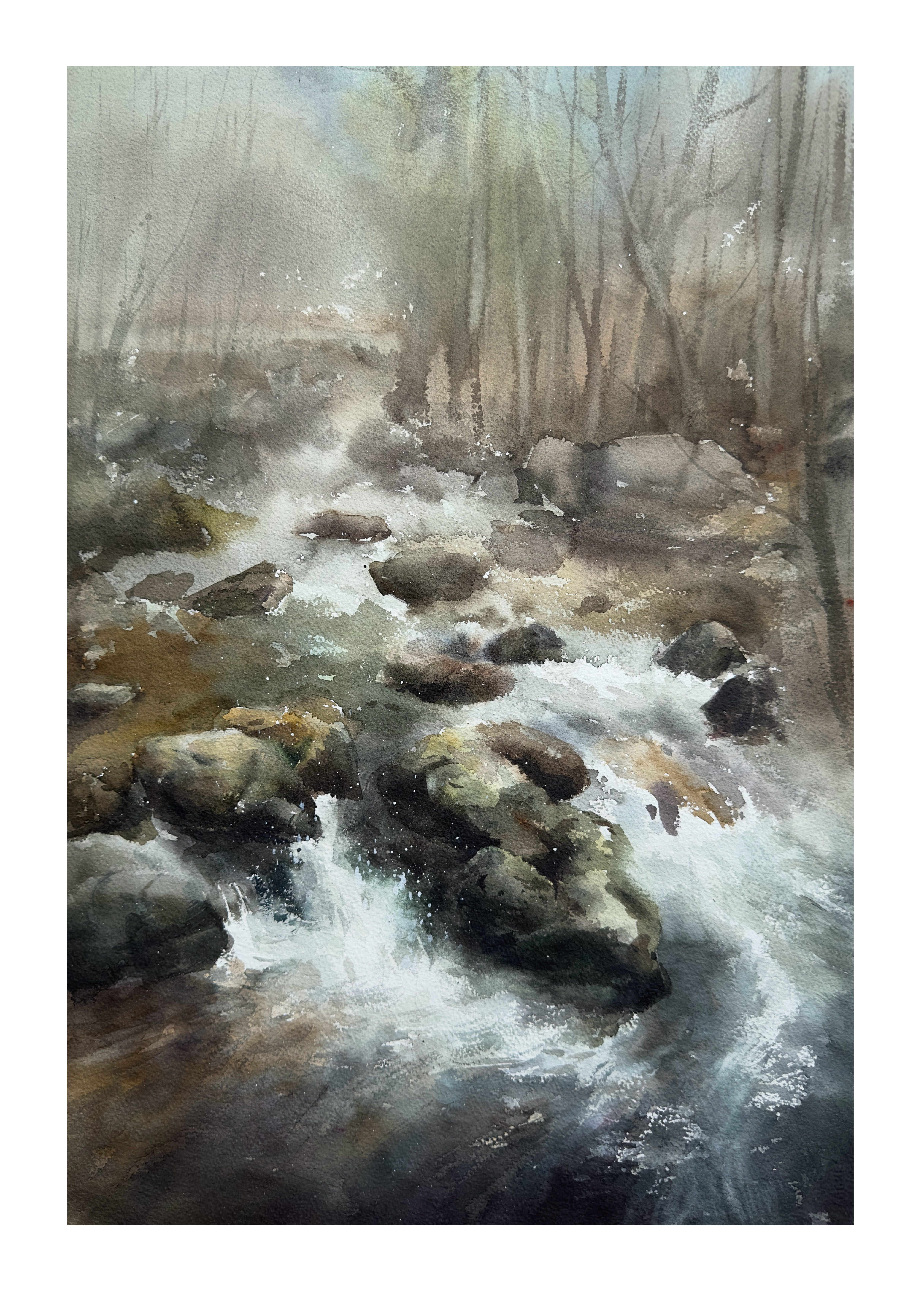 《《 林间溪语》》，李红作品