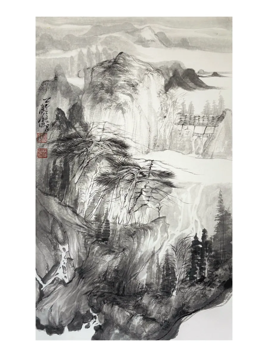 《松壑听泉（漱石）》，常澳伟作品