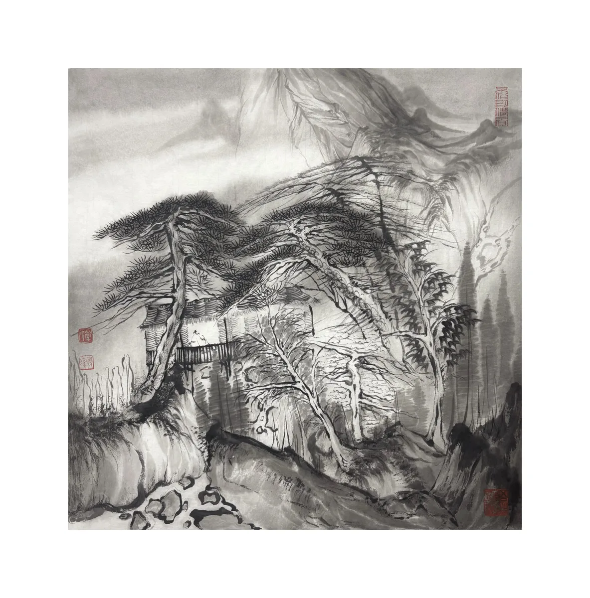 《溪居（看山））》，常澳伟作品