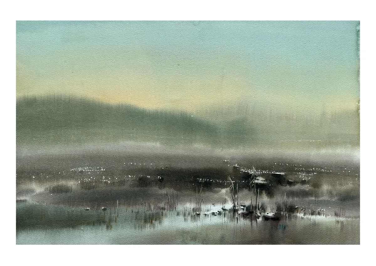 《 晨雾湿地》，李红作品