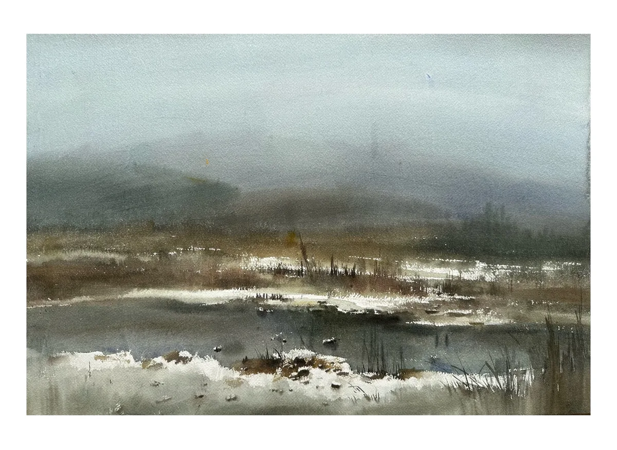 《 初雪河畔》，李红作品