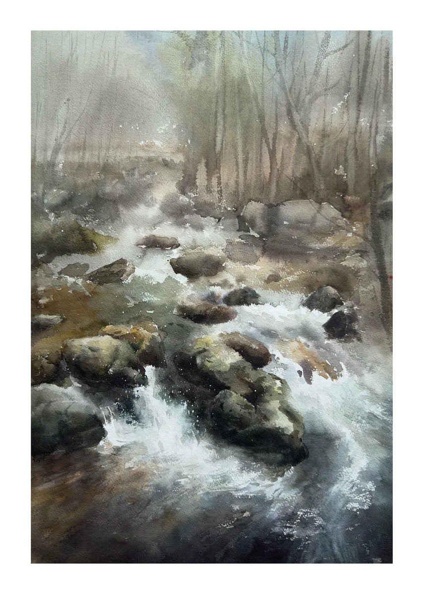 《 林间溪语》，李红作品
