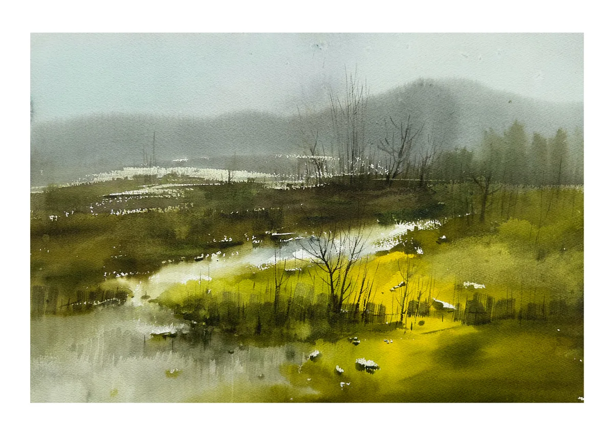 《 山间流溪》，李红作品