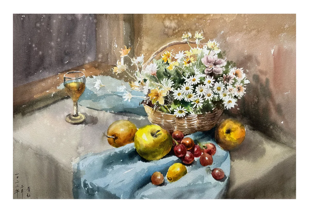 《窗前闲趣》，李红作品